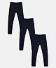 Kiddopanti Cotton Lycra Knit Pack Of 3 Solid Leggings - Black