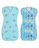 The Boo Boo Club Cotton Bland Knit Printed Arms Up Swaddle Sleeping Pod for Baby Pack of 2 - Blue