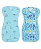 The Boo Boo Club Cotton Bland Knit Printed Arms Up Swaddle Sleeping Pod for Baby Pack of 2 - Blue