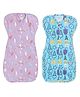 The Boo Boo Club Cotton Bland Knit Printed Arms Up Swaddle Sleeping Pod for Baby Pack of 2 - Multicolor