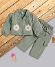 I Love Mom Cotton Lures Knit Full Sleeve Floral Applique Detailed Top & Pant Set - Green