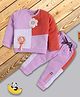 I Love Mom Cotton Lurex Knit Full Sleeves Colour Blocked Floral Patch Detailed Winter Sweatshirt & Joggers Set - Mauve