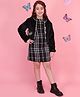 Cutecumber Knit Checked Winter Dress With Full Sleeves Jacket - Black
