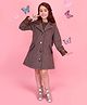 Cutecumber Fur Knit Ribbed Winter Dress With Full Sleeves Checked Jacket - Brown