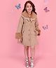 Cutecumber Woollen Knit Full Sleeves Fur Detailed Winter Coat - Brown