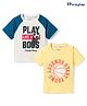 Honeyhap Premium 100% Cotton Knit Half Raglan Sleeves Sports Theme Printed T-Shirts With Bio Finish Pack Of 2 - Yellow & White
