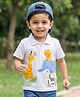 Babyhug Cotton Knit Half Sleeves Polo T-Shirt with Jungle Theme Print - White