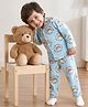Babyhug Cotton Knit Full Sleeves Shirt & Pyjama Co-ord Night Suit With Teddy Bear Print - Light Blue