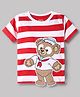 Babyhug Cotton Knit Half Sleeves T-Shirt With Teddy Bear Patch - Multicolor