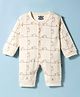 Mini Taurus Interlock Knit Full Sleeves Sleep Suit with Puppy Print - Beige