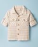 Rikidoos Cotton Woven Full Sleeves Shirt with Houndstooth Design - Beige