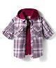 Rikidoos Cotton Woven Full Sleeves Hooded Checkered Shirt with Attached T-Shirt - Maroon