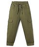 Rikidoos Cotton Woven Full Length Solid Color Cargo Jogger Pant - Olive Green