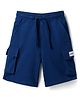 Honeyhap Premium 100% Cotton Knit Knee Length Solid Bermuda With Cargo Pockets & Bio Finish - Navy Blue