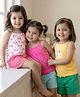 Babyhug 100% Cotton Knit Sleeveless Floral, Bunny & Polka Dots Printed Slips Pack of 3 - White, Yellow & Pink