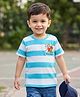 Babyhug 100% Cotton Knit Half Sleeves Striped T-Shirt With Beach Theme Print - Multicolor