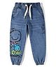 Lil Lollipop Knit Smiley Face Printed Jogger Style Jeans - Blue