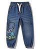 Lil Lollipop Knit Smiley Face Printed Jogger Style Jeans - Blue