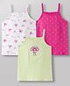 Babyhug 100% Cotton Knit Sleeveless Slips with Heart & Floral Print Pack of 3 -Pink & White