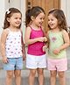 Babyhug 100% Cotton Knit Sleeveless Slips with Heart & Floral Print Pack of 3 -Pink & White