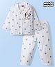 Babyhug Disney 100% Cotton Woven Full Sleeves Co-Ords Shirt & Pyjama Night Suit With Minnie Mouse Print - Light Blue & White
