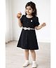Tales & Stories Cotton Woven Half Sleeves Solid Dress - Black