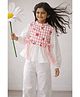 Tales & Stories Cotton Woven Full Sleeves Checked Floral Printed Tie Up Detailed Top - Pink