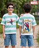 Pine Kids Marvel Terry Knit Half Sleeves T-Shirt & Denim Shorts Set With Front & Back Spider Man Print - Multicolor