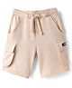 Honeyhap Premium 100% Cotton Knit Knee Length Solid Bermuda With Cargo Pockets & Bio Finish - Beige