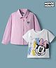 Pine Kids Disney Cotton Woven Full Sleeves Shirt & T-Shirt With Minnie Mouse Graphics - Multi Colour