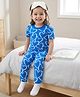 Babyhug Cotton Knit Half Sleeves Hearts Printed Co-Ords T-Shirt & Pyjama Night Suit - Blue