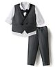 Blabber Full Sleeves Textured 4 Piece Party Suit Set With Bow - Black
