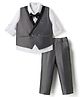 Blabber Full Sleeves Textured 3 Piece Party Suit Set With Bow - Grey