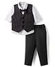 Blabber Full Sleeves Pin Striped 3 Piece Party Suit Set With Bow - Black