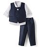 Blabber Full Sleeves Solid 3 Piece Party Suit Set With Bow - Blue