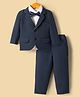 Blabber Full Sleeves Solid 3 Piece Party Suit Set With Bow - Blue
