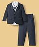 Blabber Full Sleeves Solid 4 Piece Party Suit Set With Bow - Blue