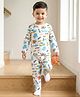 Babyhug Cotton Knit Full Sleeves Co-ords T-Shirt & Pajama Night Suit with Sea Life Print - White