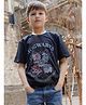 Nap Chief Cotton Knit Warner Bros Featuring Half Sleeves Hogwarts Crest Printed Glow In The Dark Tee - Black