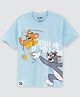 Nap Chief Cotton Tom and Jerry Catch Me Swing Printed Half Sleeves Relaxed Fit T-shirt - Light Blue