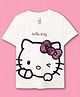 Nap Chief Cotton Knit Hello Kitty Featuring Half Sleeves Character Printed Sequins Embellished Relaxed Fit Tee - Off White