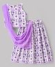 EARTHY TOUCH 100% Cotton Knit Sleeveless Floral Printed Choli & Lehenga Set With Dupatta - White