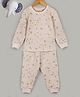 Hugsntugs Terry Knit Full Sleeves Glitter Embellished Moons & Stars Printed Coordinating Sweatshirt & Joggers Set - Ivory