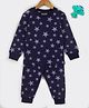 Hugsntugs Terry Knit Full Sleeves Stars Printed Coordinating Winter Sweatshirt & Joggers Set - Navy Blue