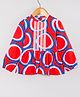 Hugsntugs Cotton Woven Full Sleeves Abstract Printed Embroidery Detailed Top - Red