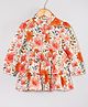 Hugsntugs Cotton Woven Full Sleeves Floral Printed Frill Detailed Top - Multi Colour
