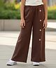 Cutiekins Cotton Lycra Woven Buttons Detailed Trousers  - Dark Brown