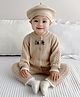 Little Surprise Box Viscose Rayon Woven Full Sleeves Cable Knit Designed Winter Wear Romper With Cap - Beige