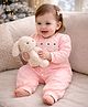 Little Surprise Box Cotton Woven Full Sleeves Floral  Applique Detailed Winter Wear Romper - Peach