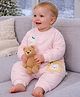 Little Surprise Box Cotton Woven Full Sleeves Animal Applique Detailed Winter Wear Romper - Peach